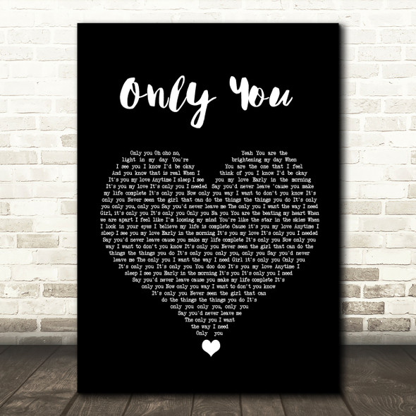 Ric Hassani Only You Black Heart Song Lyric Wall Art Print