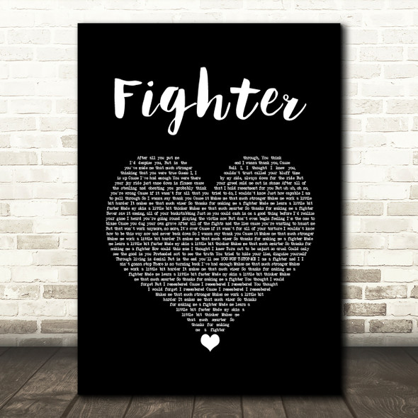 Christina Aguilera Fighter Black Heart Song Lyric Wall Art Print