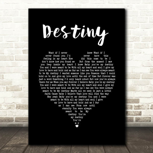 Jim Brickman Destiny Black Heart Song Lyric Wall Art Print