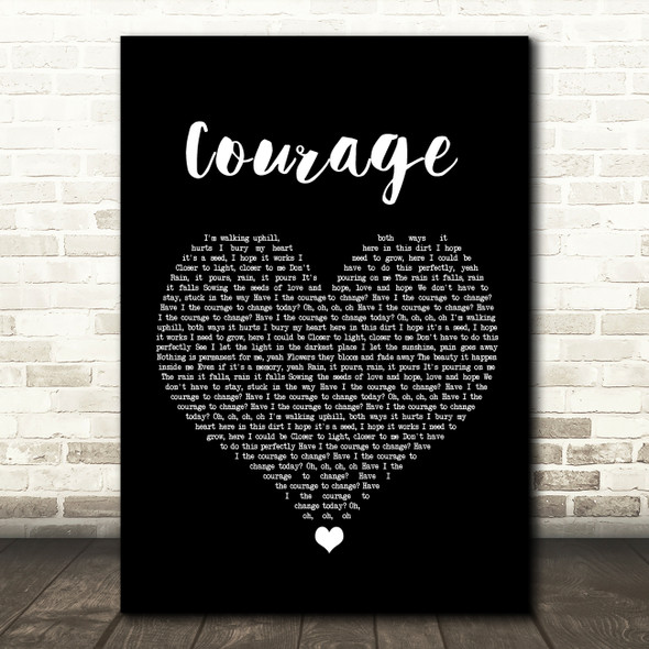 Pink Courage Black Heart Song Lyric Wall Art Print