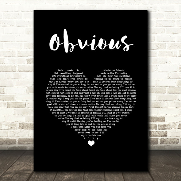 Westlife Obvious Black Heart Song Lyric Wall Art Print