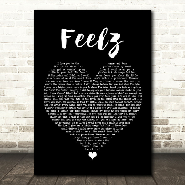 Lil Peep Feelz Black Heart Song Lyric Wall Art Print