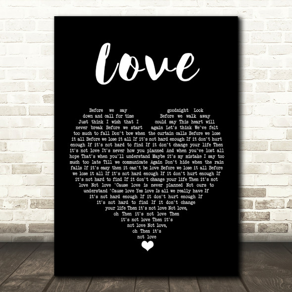 Boyzone Love Black Heart Song Lyric Wall Art Print