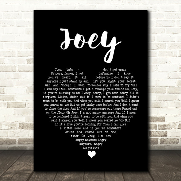 Concrete Blonde Joey Black Heart Song Lyric Wall Art Print