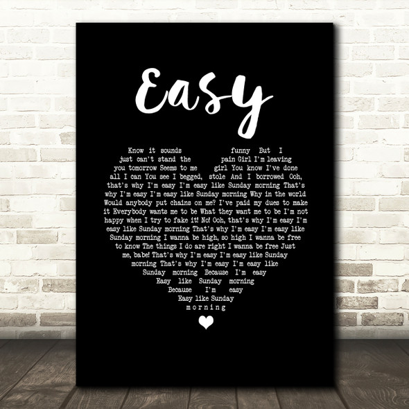 Lionel Richie Easy Black Heart Song Lyric Wall Art Print