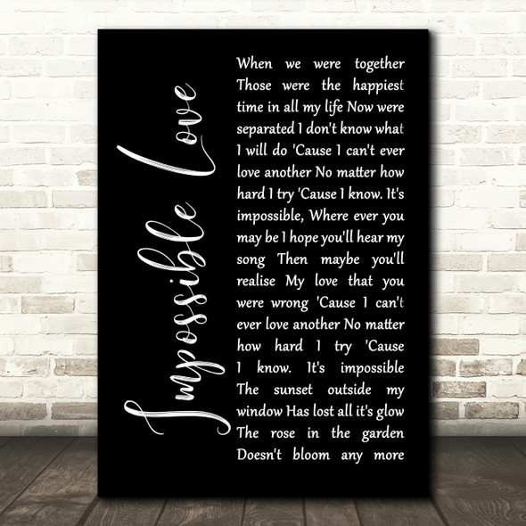 UB40 Impossible Love Black Script Song Lyric Wall Art Print