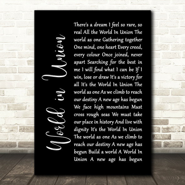 Kiri Te Kanawa World in Union Black Script Song Lyric Wall Art Print