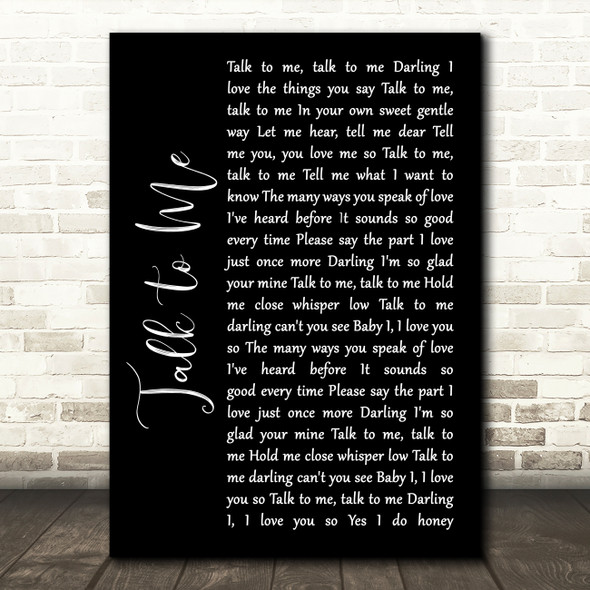 Mickey Gilley Talk to Me Black Script Song Lyric Wall Art Print