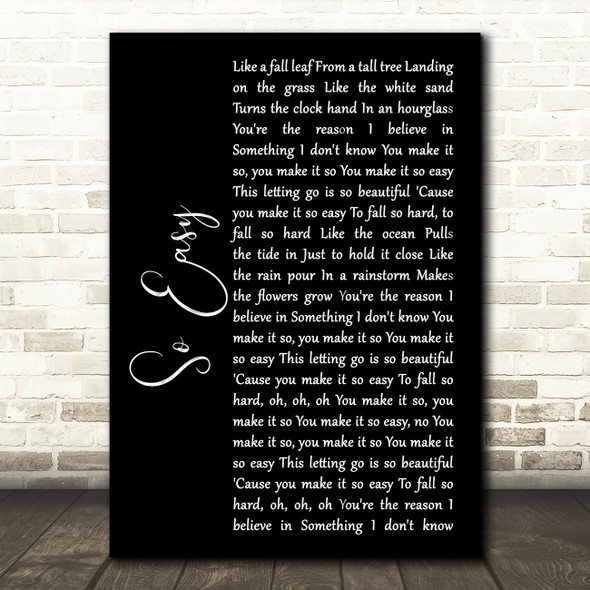 Phillip Phillips So Easy Black Script Song Lyric Wall Art Print