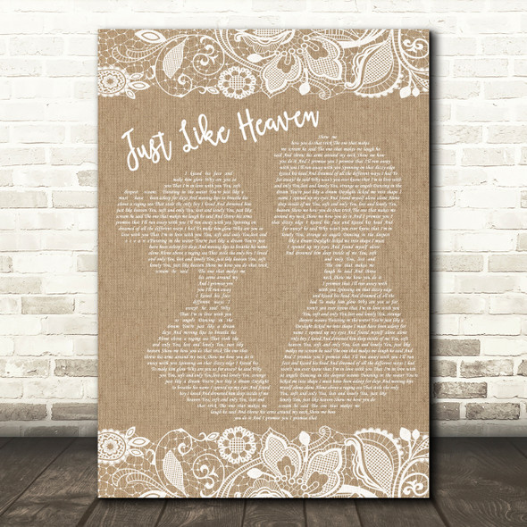 Katie Melua Just Like Heaven Burlap & Lace Song Lyric Wall Art Print