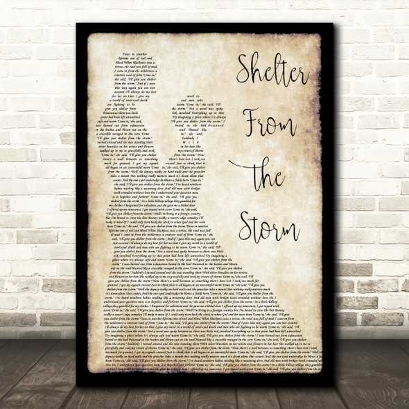 Bob Dylan Shelter From the Storm Man Lady Dancing Song Lyric Wall Art Print