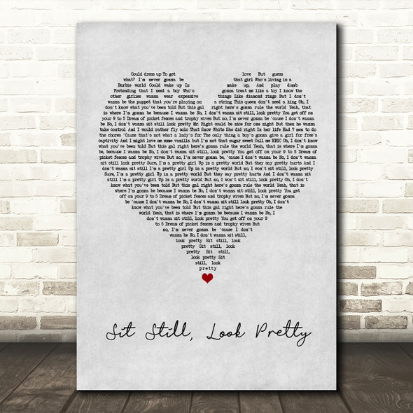 Daya Sit Still, Look Pretty Grey Heart Song Lyric Wall Art Print