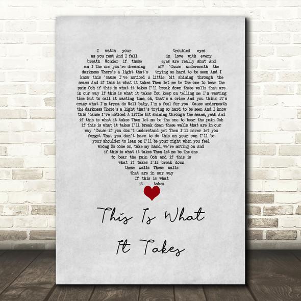 Shawn Mendes This Is What It Takes Grey Heart Song Lyric Wall Art Print