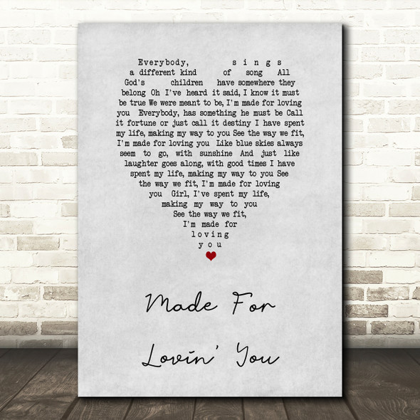 Doug Stone Made For Lovin' You Grey Heart Song Lyric Wall Art Print