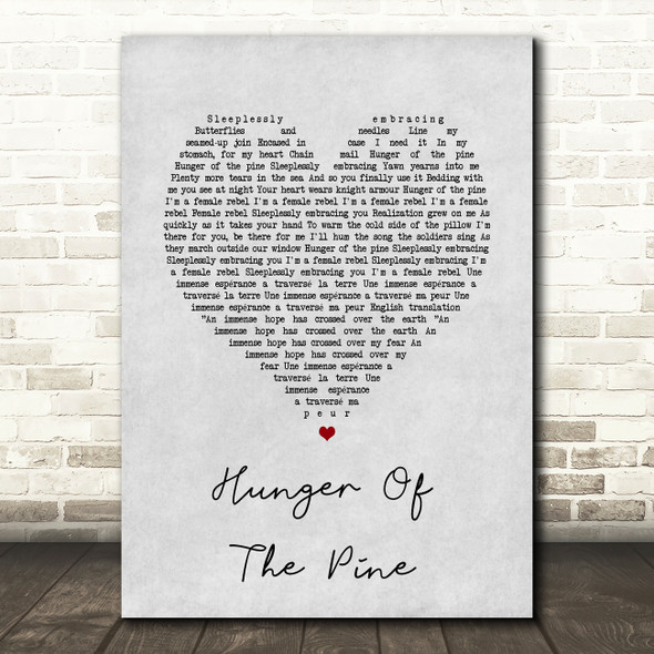 alt-J Hunger Of The Pine Grey Heart Song Lyric Wall Art Print