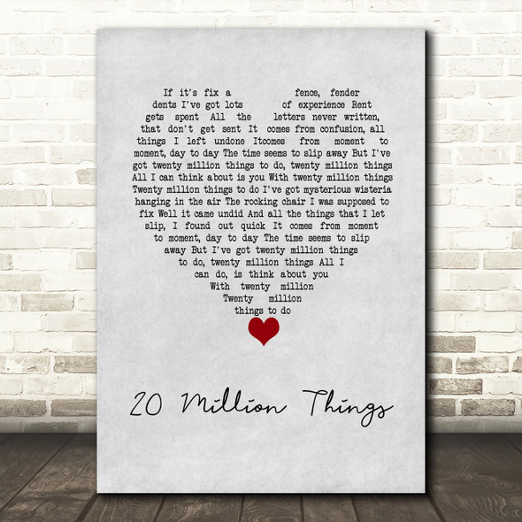 Lowell George 20 Million Things Grey Heart Song Lyric Wall Art Print