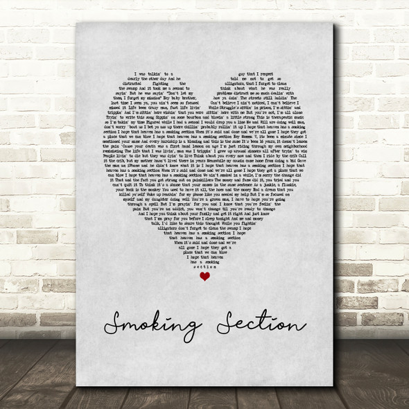 Jelly Roll Smoking Section Grey Heart Song Lyric Wall Art Print