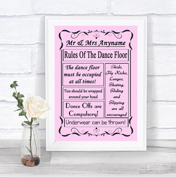 Pink Rules Of The Dancefloor Personalized Wedding Sign