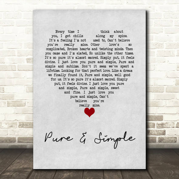 Dolly Parton Pure & Simple Grey Heart Song Lyric Wall Art Print