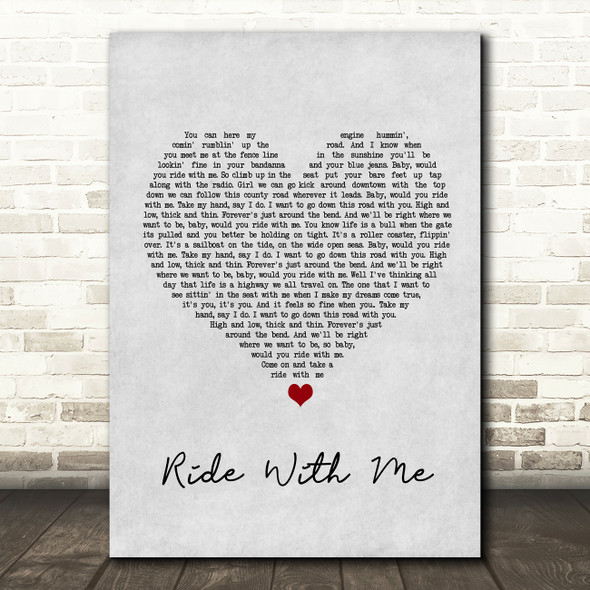 Cody Johnson Ride With Me Grey Heart Song Lyric Wall Art Print