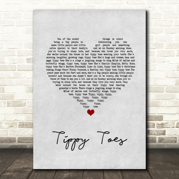 Nancy Sinatra & Lee Hazlewood Tippy Toes Grey Heart Song Lyric Wall Art Print