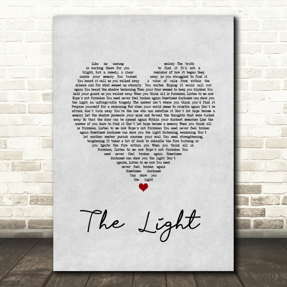 Disturbed The Light Grey Heart Song Lyric Wall Art Print