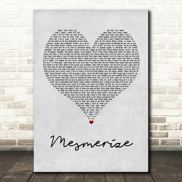 Ja Rule feat Ashanti Mesmerize Grey Heart Song Lyric Wall Art Print
