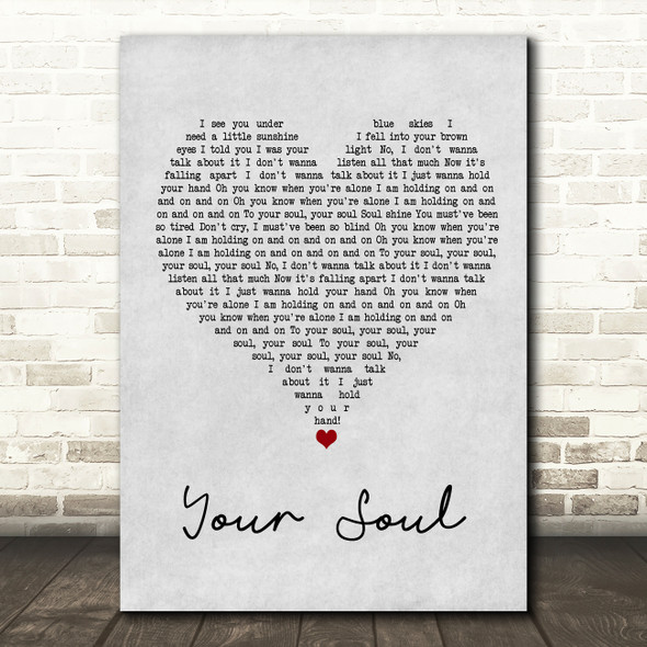 Rhodes Your Soul Grey Heart Song Lyric Wall Art Print