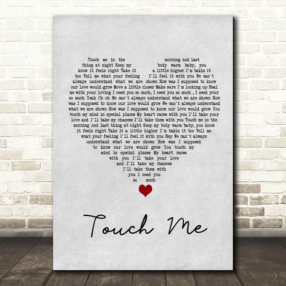 Dj Rui Da Silva Touch Me Grey Heart Song Lyric Wall Art Print