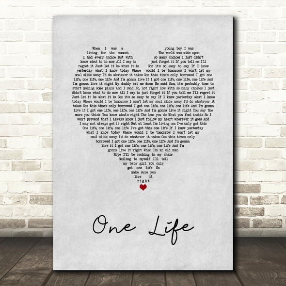 James Morrison One Life Grey Heart Song Lyric Wall Art Print