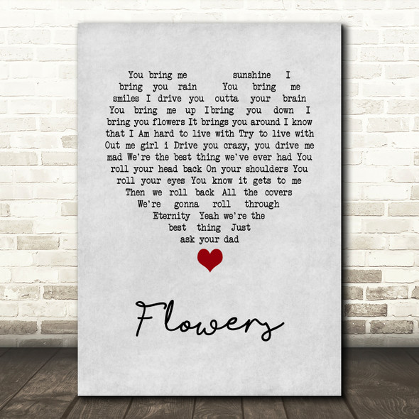 Cross Canadian Ragweed Flowers Grey Heart Song Lyric Wall Art Print