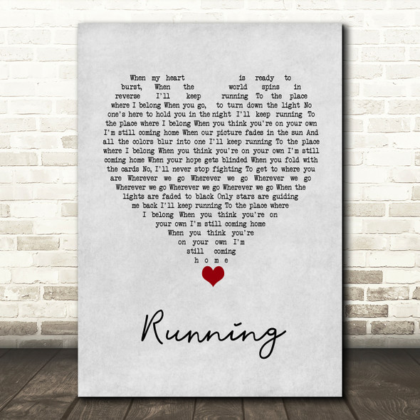 James Bay Running Grey Heart Song Lyric Wall Art Print