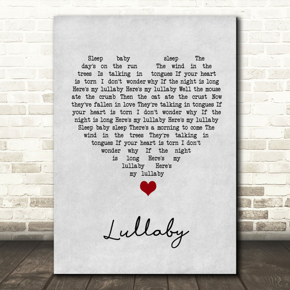 Leonard Cohen Lullaby Grey Heart Song Lyric Wall Art Print