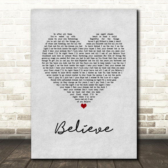 Trans-Siberian Orchestra Believe Grey Heart Song Lyric Wall Art Print