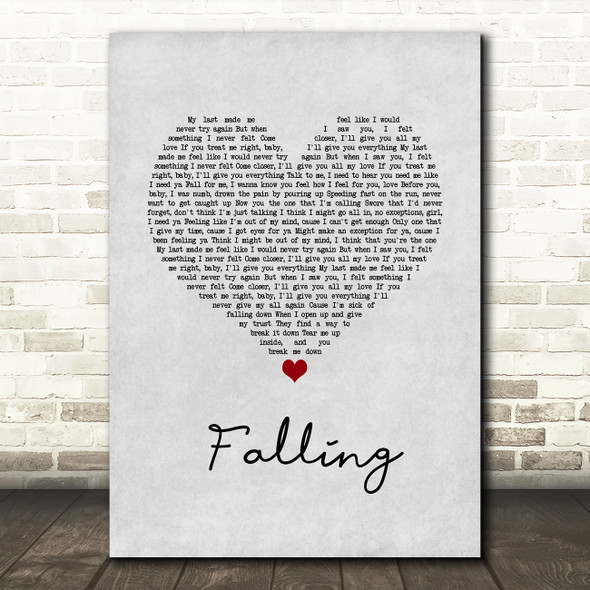 Trevor Daniel Falling Grey Heart Song Lyric Wall Art Print