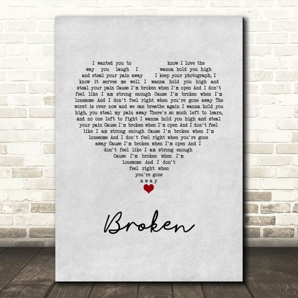 Seether Broken Grey Heart Song Lyric Wall Art Print