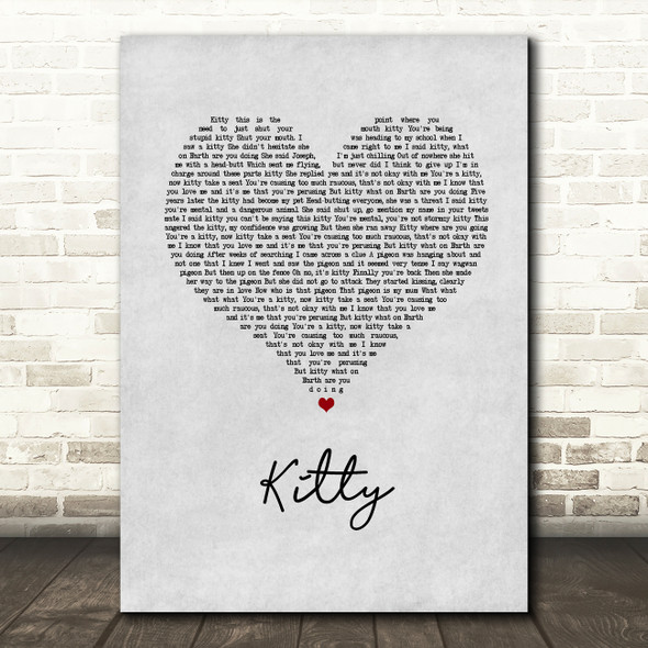 Joe Weller Kitty Grey Heart Song Lyric Wall Art Print