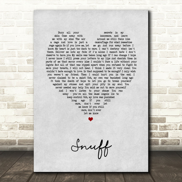 Slipknot Snuff Grey Heart Song Lyric Wall Art Print