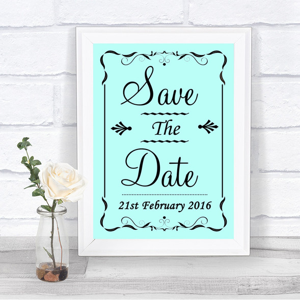 Aqua Save The Date Personalized Wedding Sign