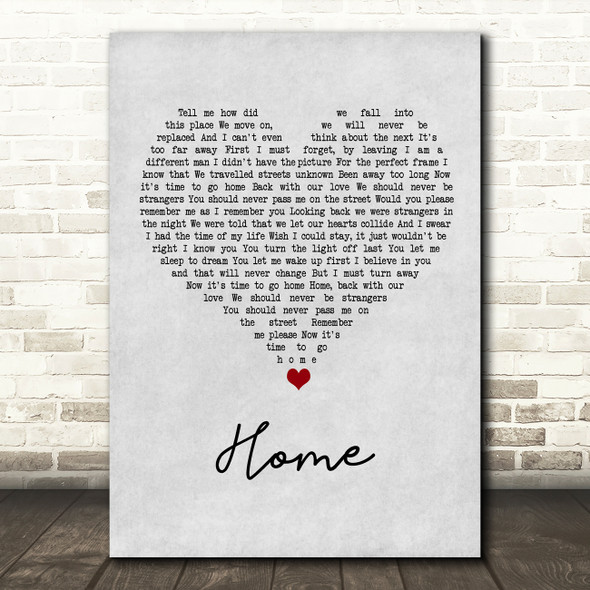 Will Young Home Grey Heart Song Lyric Wall Art Print