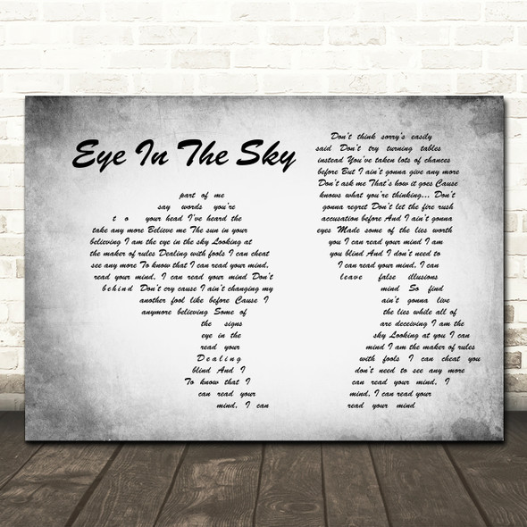 The Alan Parsons Project Eye In The Sky Man Lady Couple Grey Song Lyric Wall Art Print