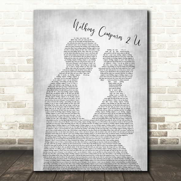 Sinead O'Connor Nothing Compares 2 U Man Lady Bride Groom Wedding Grey Song Lyric Wall Art Print