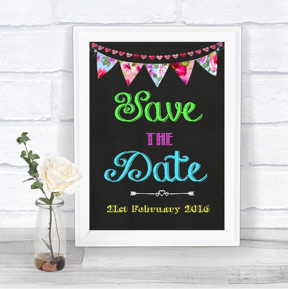 Bright Bunting Chalk Save The Date Personalized Wedding Sign