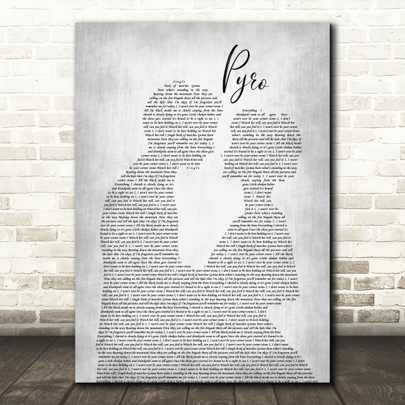 Kings Of Leon Pyro Man Lady Bride Groom Wedding Grey Song Lyric Wall Art Print