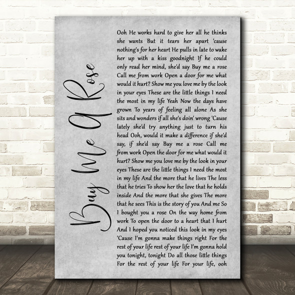Luther Vandross Buy Me A Rose Grey Rustic Script Song Lyric Wall Art Print