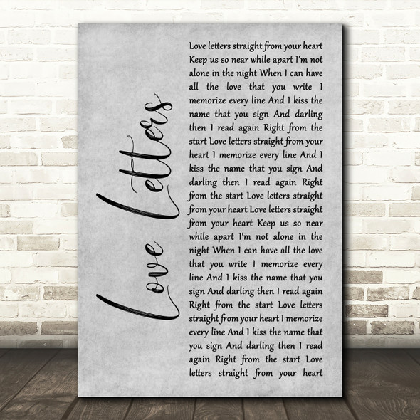Alison Moyet Love Letters Grey Rustic Script Song Lyric Wall Art Print