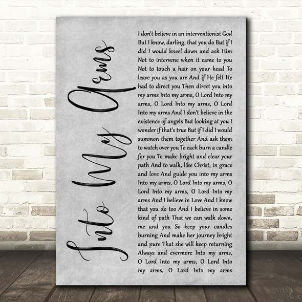 Nick Cave & The Bad Seeds Into My Arms Grey Rustic Script Song Lyric Wall Art Print