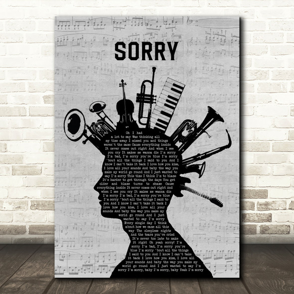 Buckcherry Sorry Musical Instrument Mohawk Song Lyric Wall Art Print