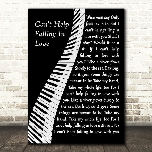 Elvis Presley Can't Help Falling In Love Piano Song Lyric Wall Art Print