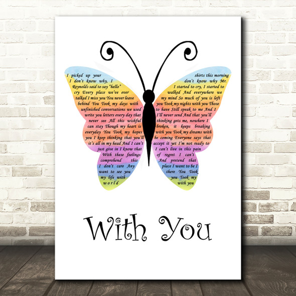 Ghost The Musical With You Rainbow Butterfly Song Lyric Wall Art Print